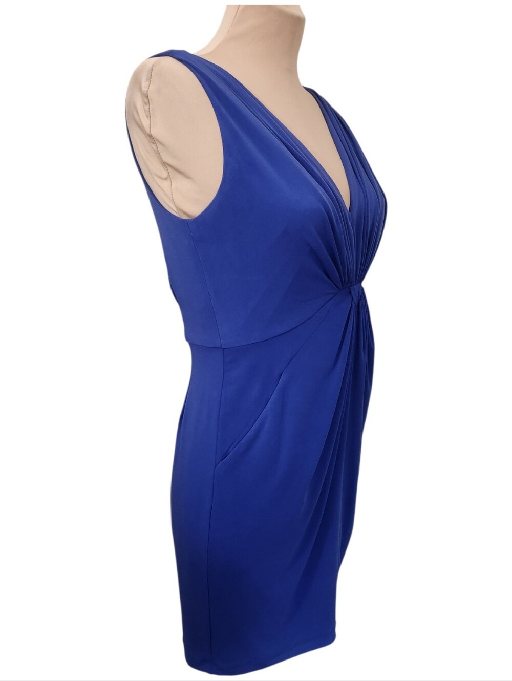 SUZI CHIN for MAGGY BOUTIQUE Twist Front  Sleeveless Sheath Dress - Size 4P - Picture 5 of 16